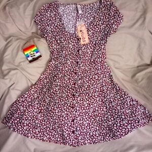 Mudd NWT Red Floral Print Button-Down Midi Dress XS